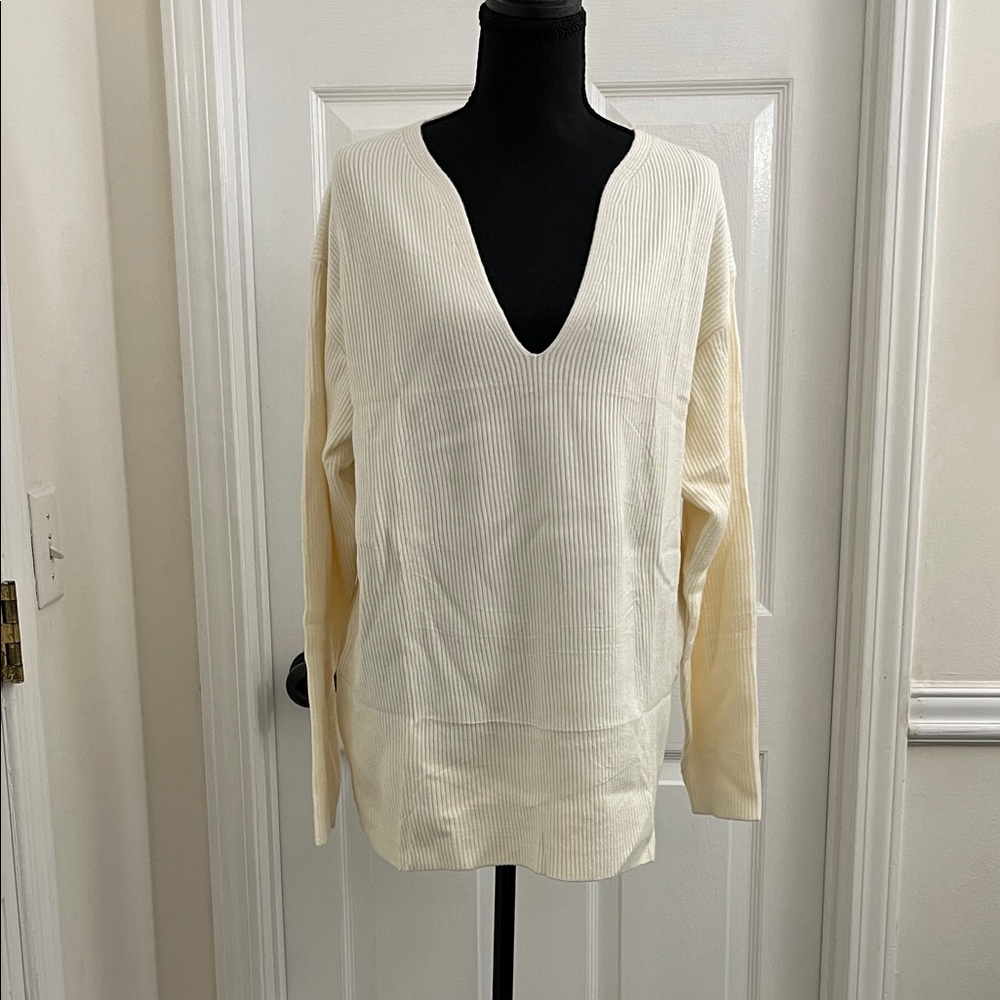 Amazon Cream V-Neck Women's Sweater